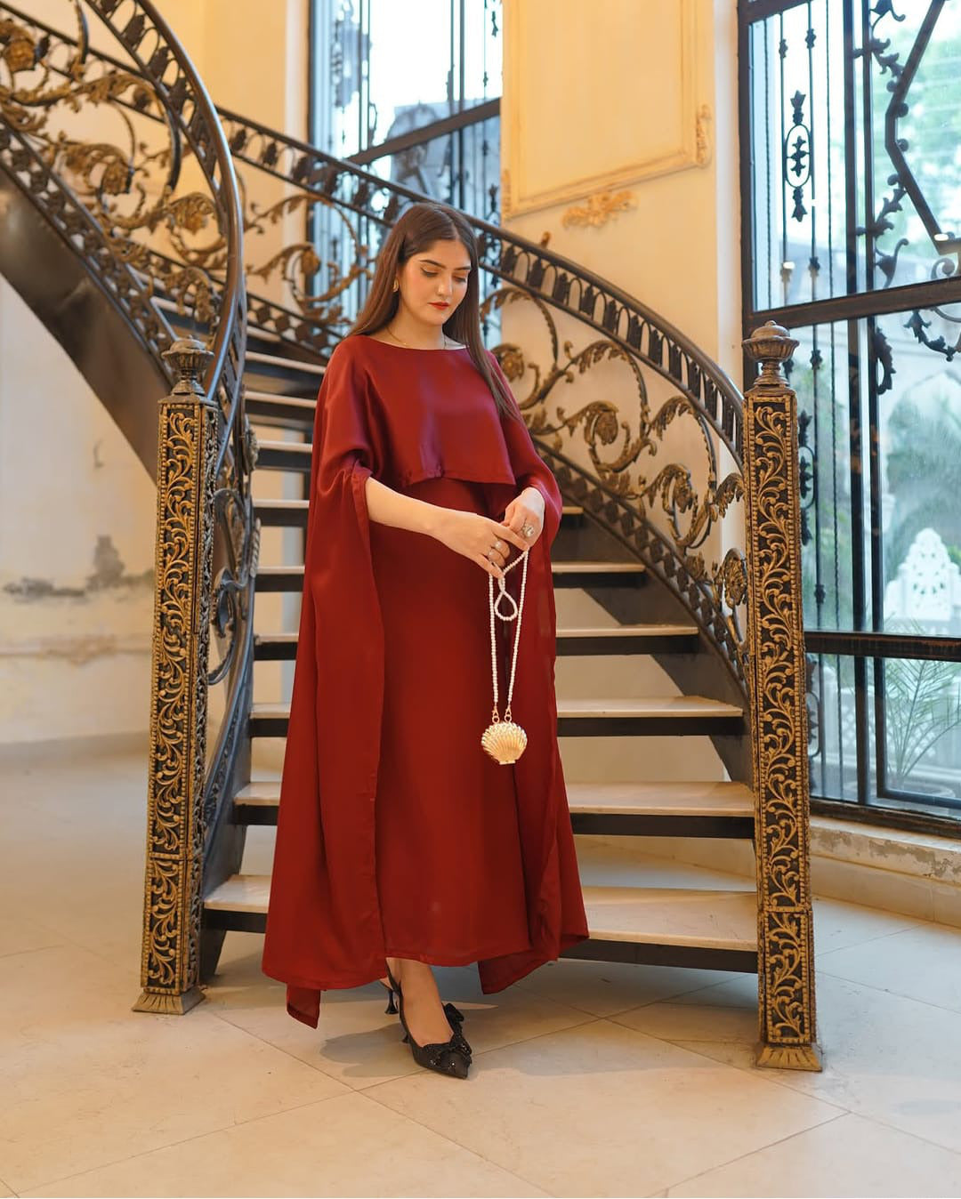 Cap Shawl Fitted maxi 2pc