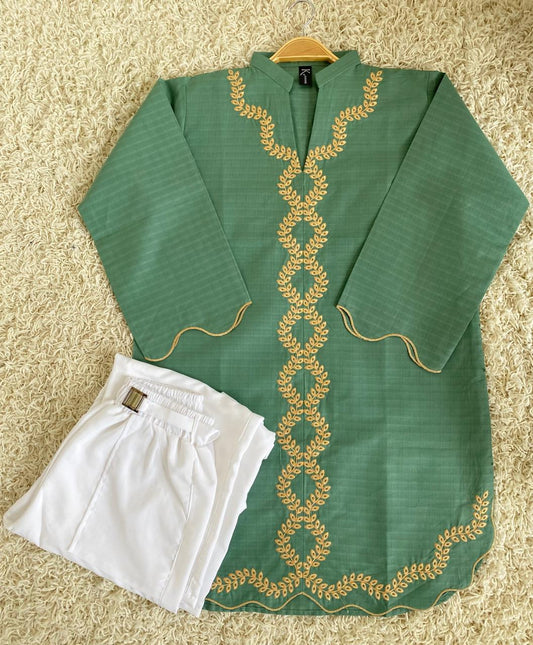 Cotton Embroidered Top with Pant – 2pc Set