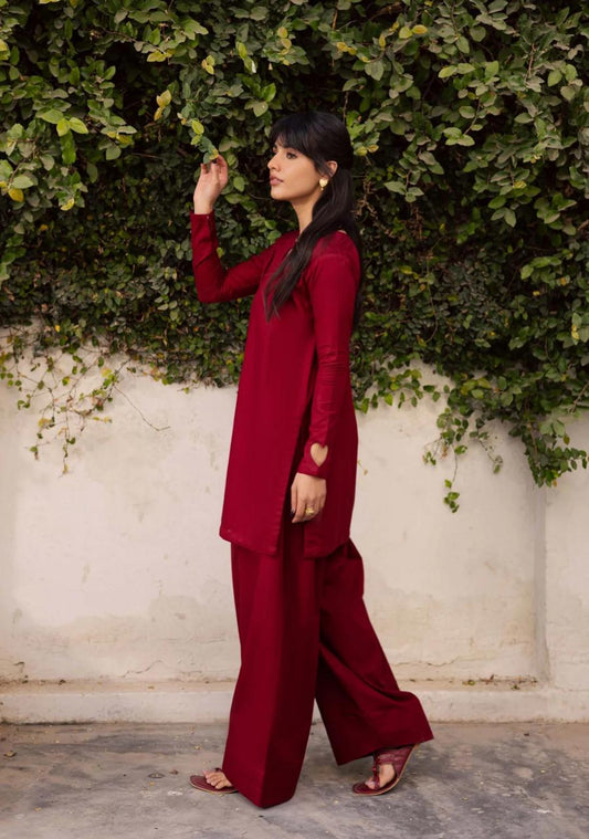 Solid Farshi Heart Co ord Set