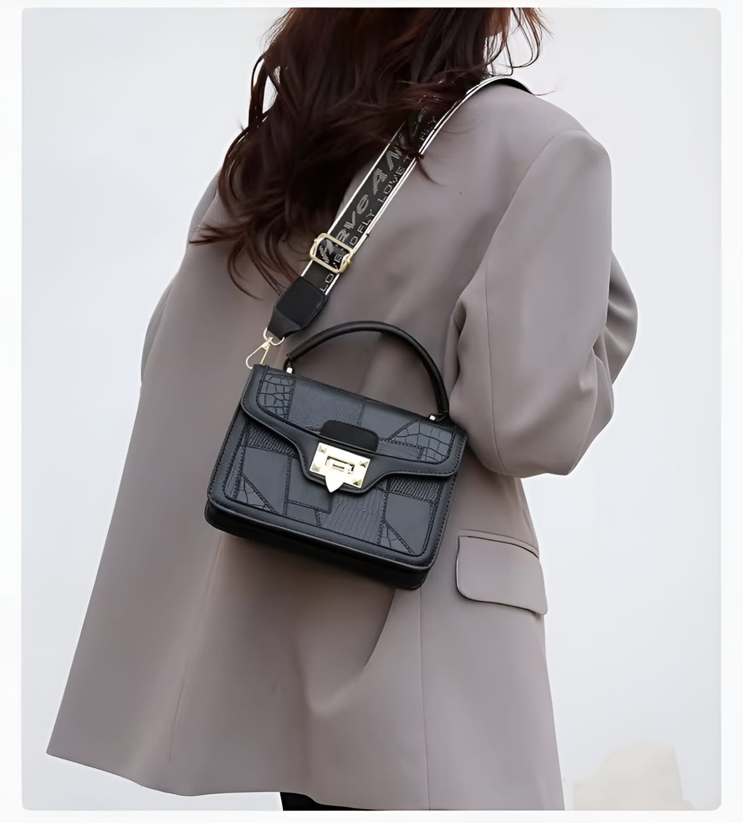 CROC EMBOSSED CROSS BODY WOMEN FASHION BAG