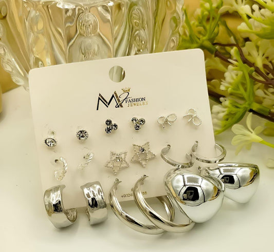 VEMBLEY STUNNING COMBO OF 9 PAIRS HOOPS STUDS