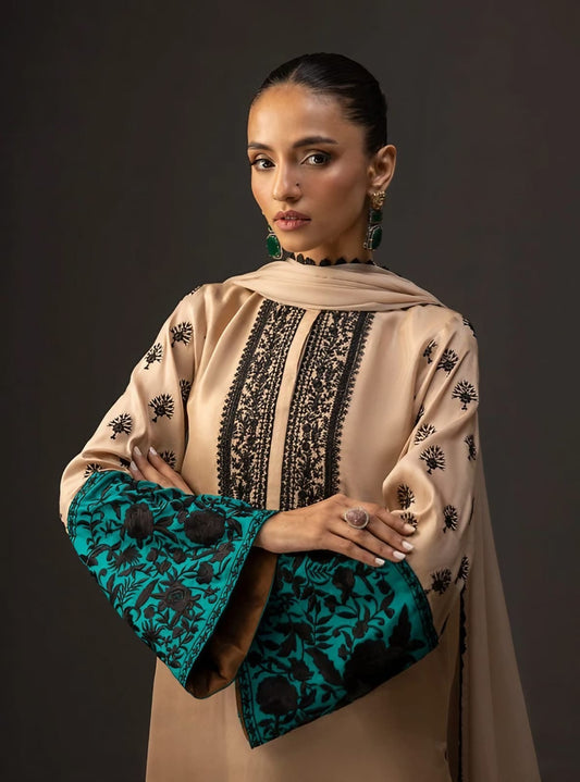 Multi 2 Tone Silk 3 Peice by Zainab Chottani