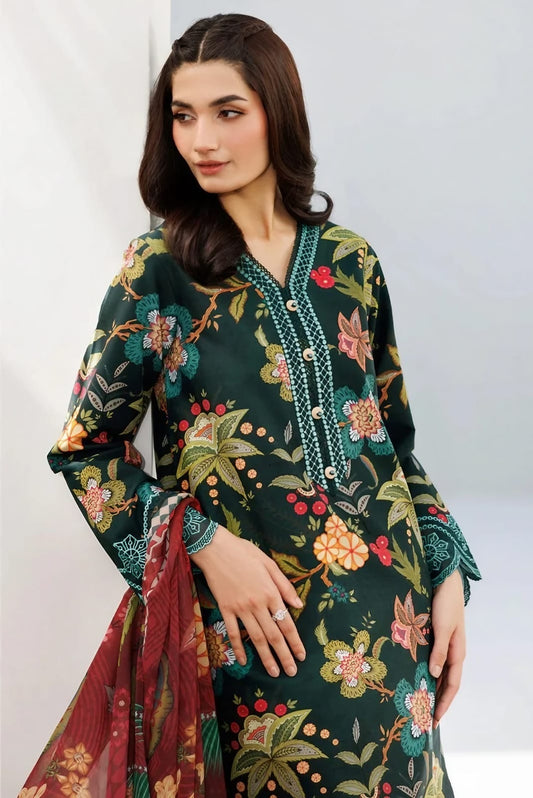 Khaddar Printed 3- Piece Suit Un-Stitched