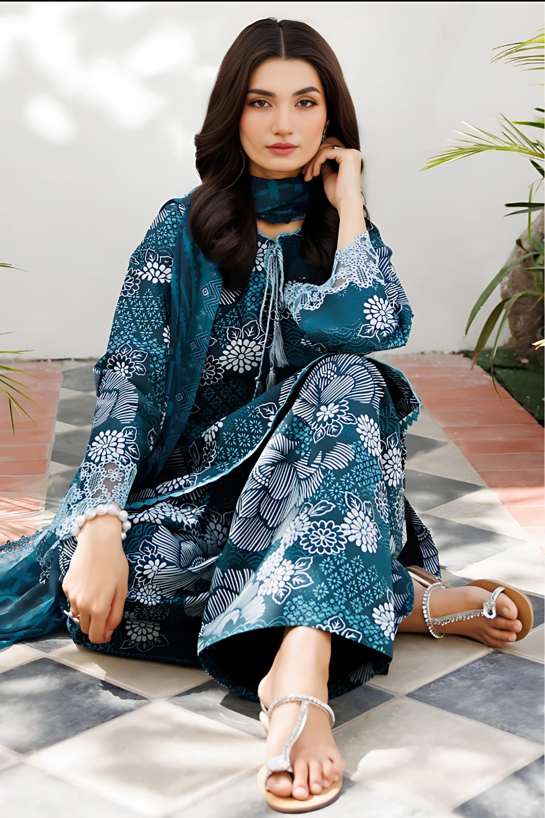 AQUA printed Khaddar 3- Piece