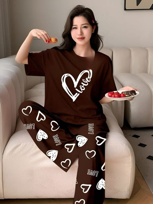 LOUNGE WEAR WITH PRINTED TROUSER 2PC