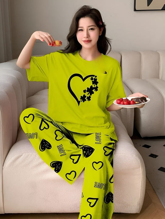 LOUNGE WEAR WITH PRINTED TROUSER 2PC