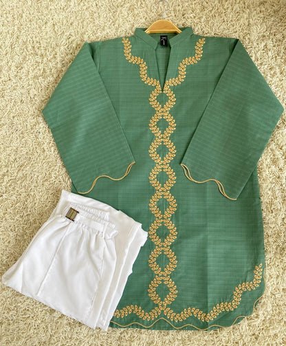 Cotton Embroidered Top with Pant – 2pc Set