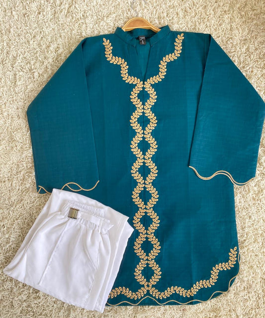 Cotton Embroidered Top with Pant – 2pc Set