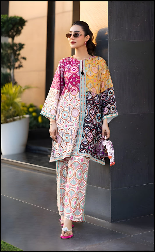 FLORAL PRINTED CO ORD SET 2PC WITH BELL BOTTOM TROUSER