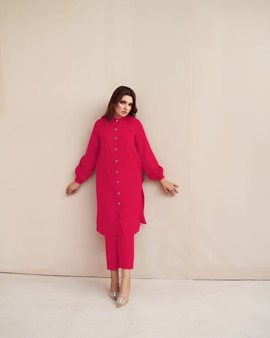 SOLID LONG CO ORD SET 2PC