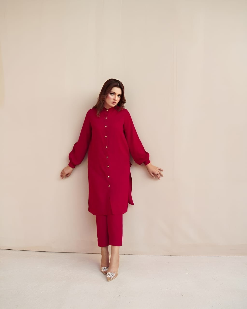 SOLID LONG CO ORD SET 2PC