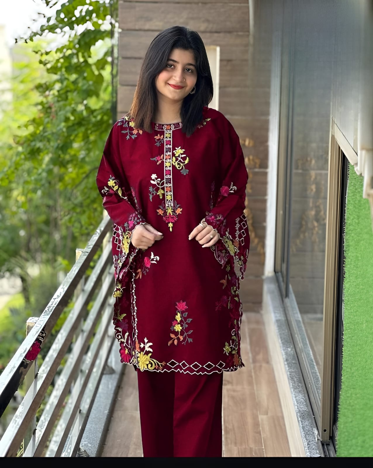 MULTI COLORFUL LONG SLEEVES EMBROIDERED 2PC