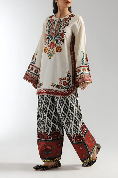 AURA STITCHED EMBROIDED FARSHI SHALWAR 2PC