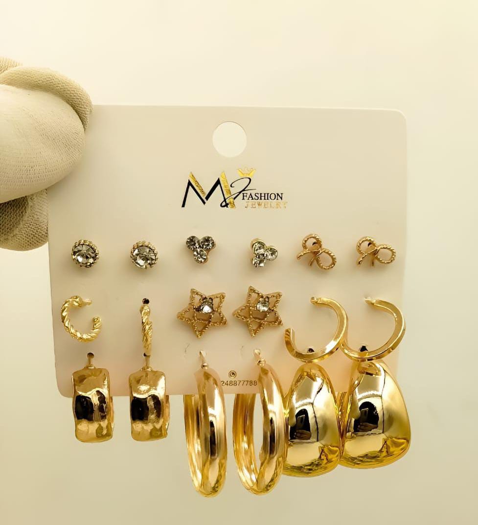 VEMBLEY STUNNING COMBO OF 9 PAIRS HOOPS STUDS