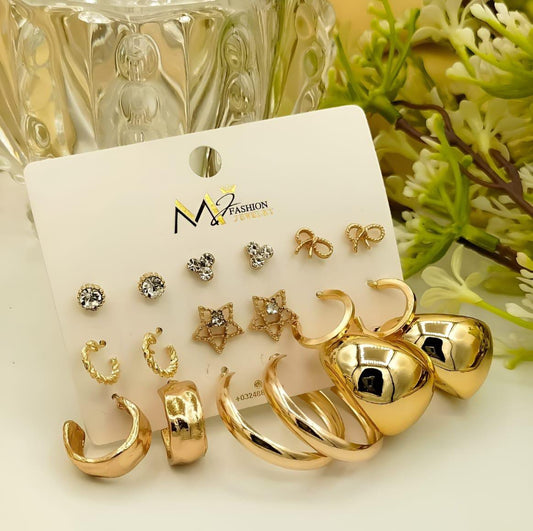 VEMBLEY STUNNING COMBO OF 9 PAIRS HOOPS STUDS