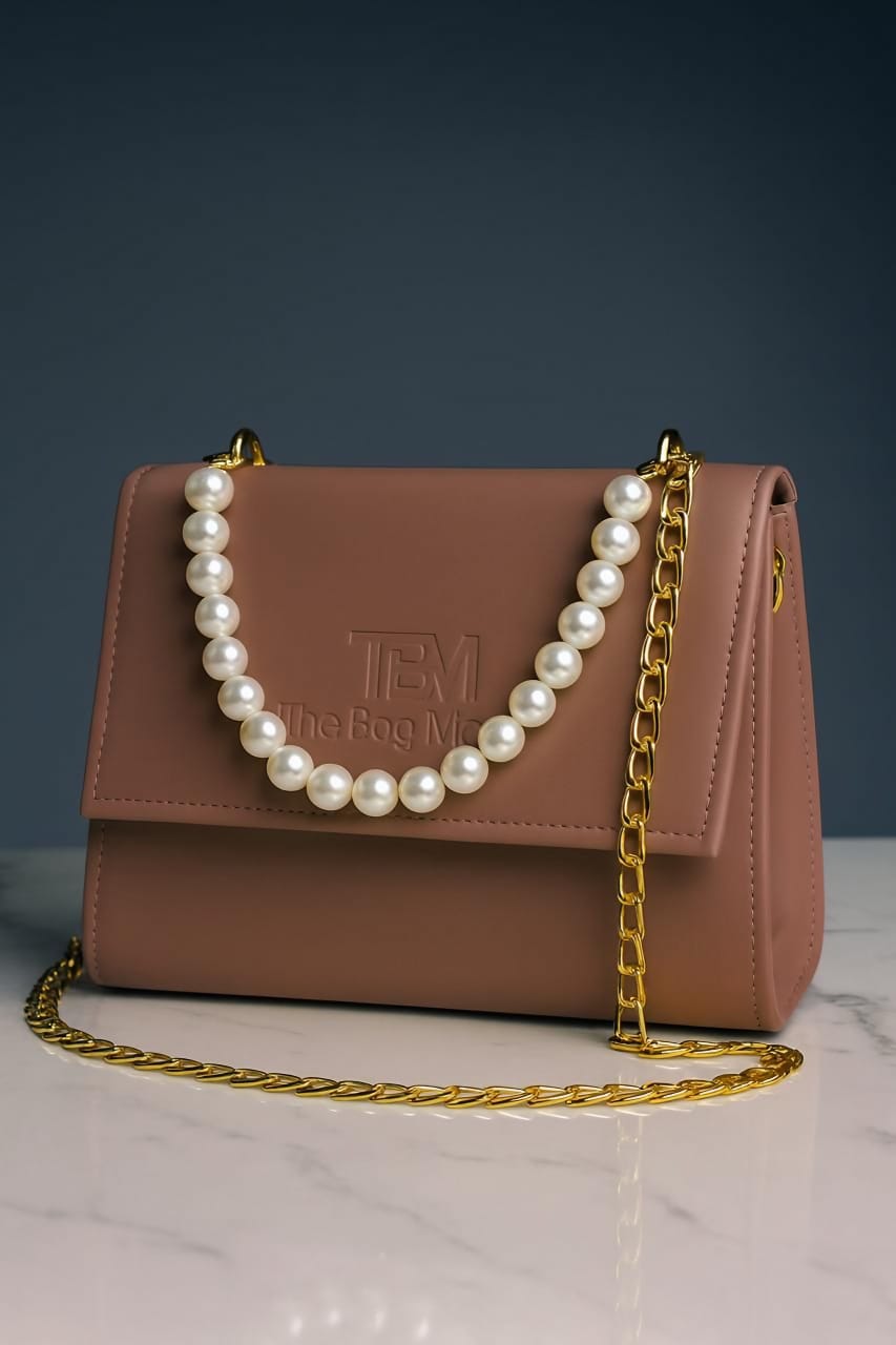 High Quality Leather Cross Body Bag With Full Chain