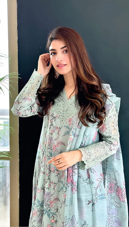 DASTAAN By IZNIK - Embroidered Linen 3pc Unstitched Suit