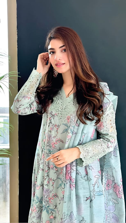 DASTAAN By IZNIK - Embroidered Linen 3pc Unstitched Suit