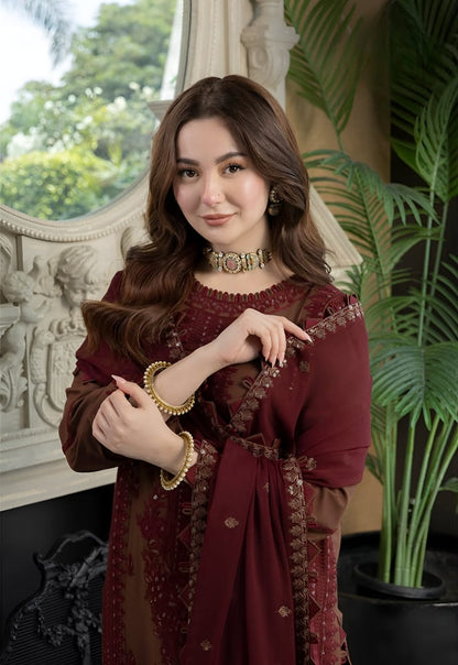 ASIM JOFA - 3pc Lawn Embroidered Shirt With Chiffon Embroidered Dupatta