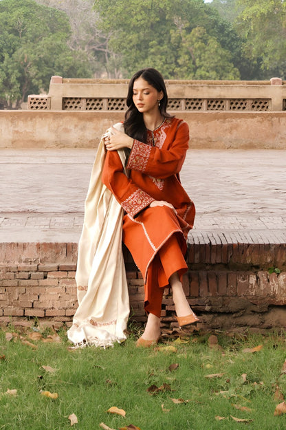 ZARA SHAHJAHAN - Dhanak 3pc with Emb Shawl