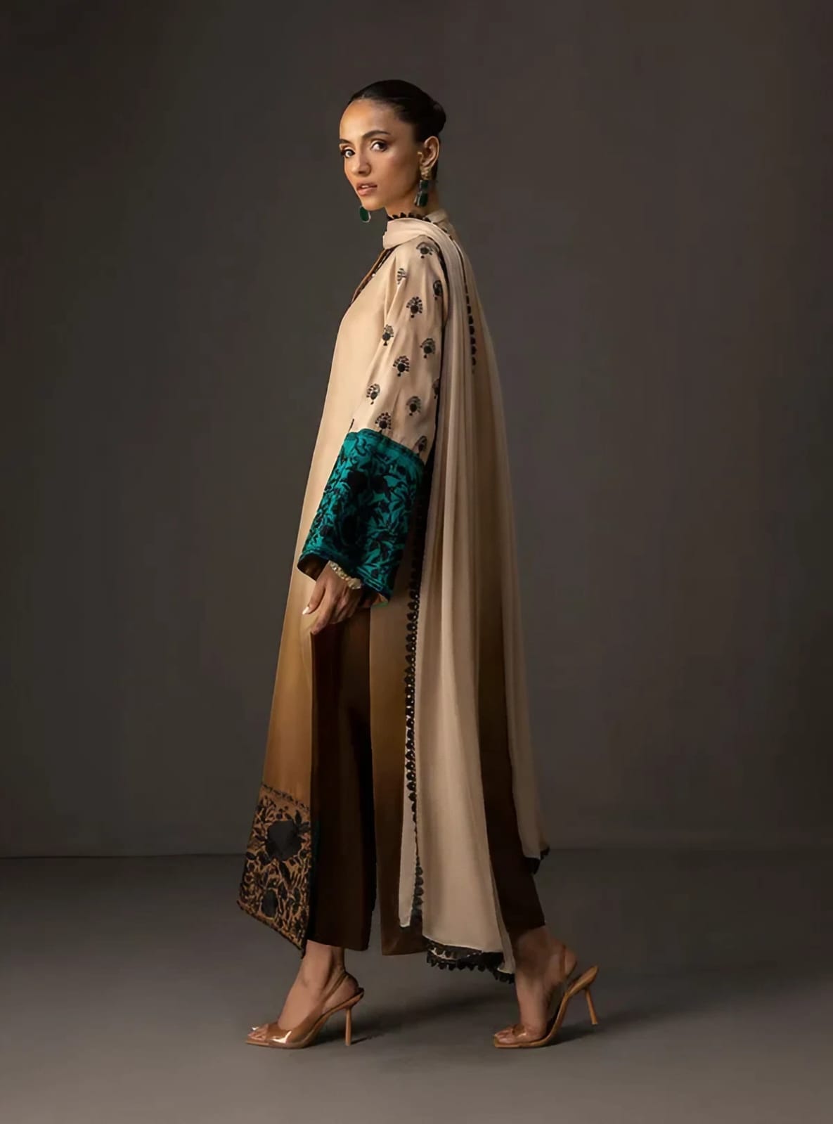 Multi 2 Tone Silk 3 Peice by  Zainab Chottani