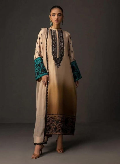 Multi 2 Tone Silk 3 Peice by  Zainab Chottani