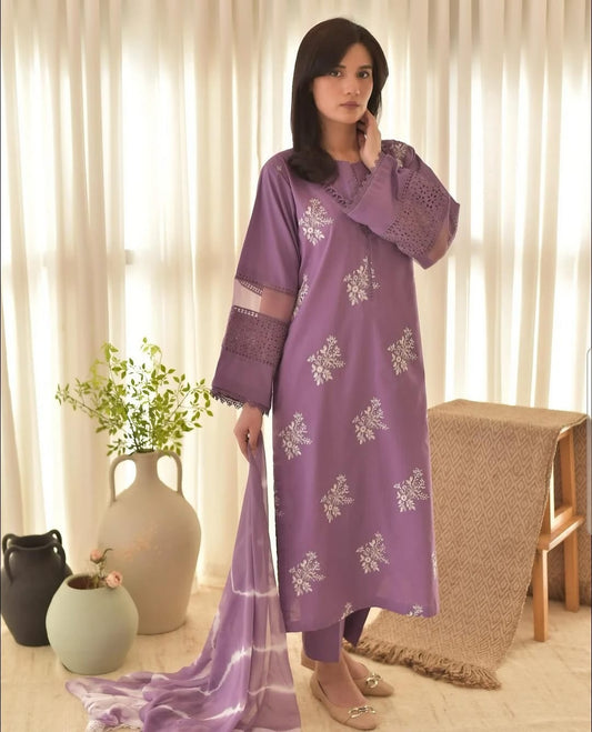 Horiya Purple Stylish 3 Peice Set