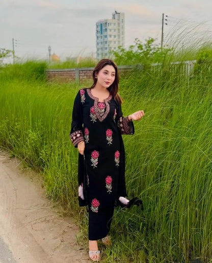 Winter Cotton Embroidered 2 piece