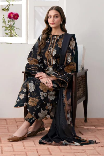 BAROQUE Khaddar All-Over Printed Unstitched 3-Piece