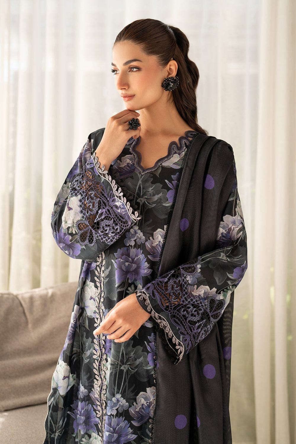 BAROQUE Khaddar All-Over Printed Unstitched 3-Piece