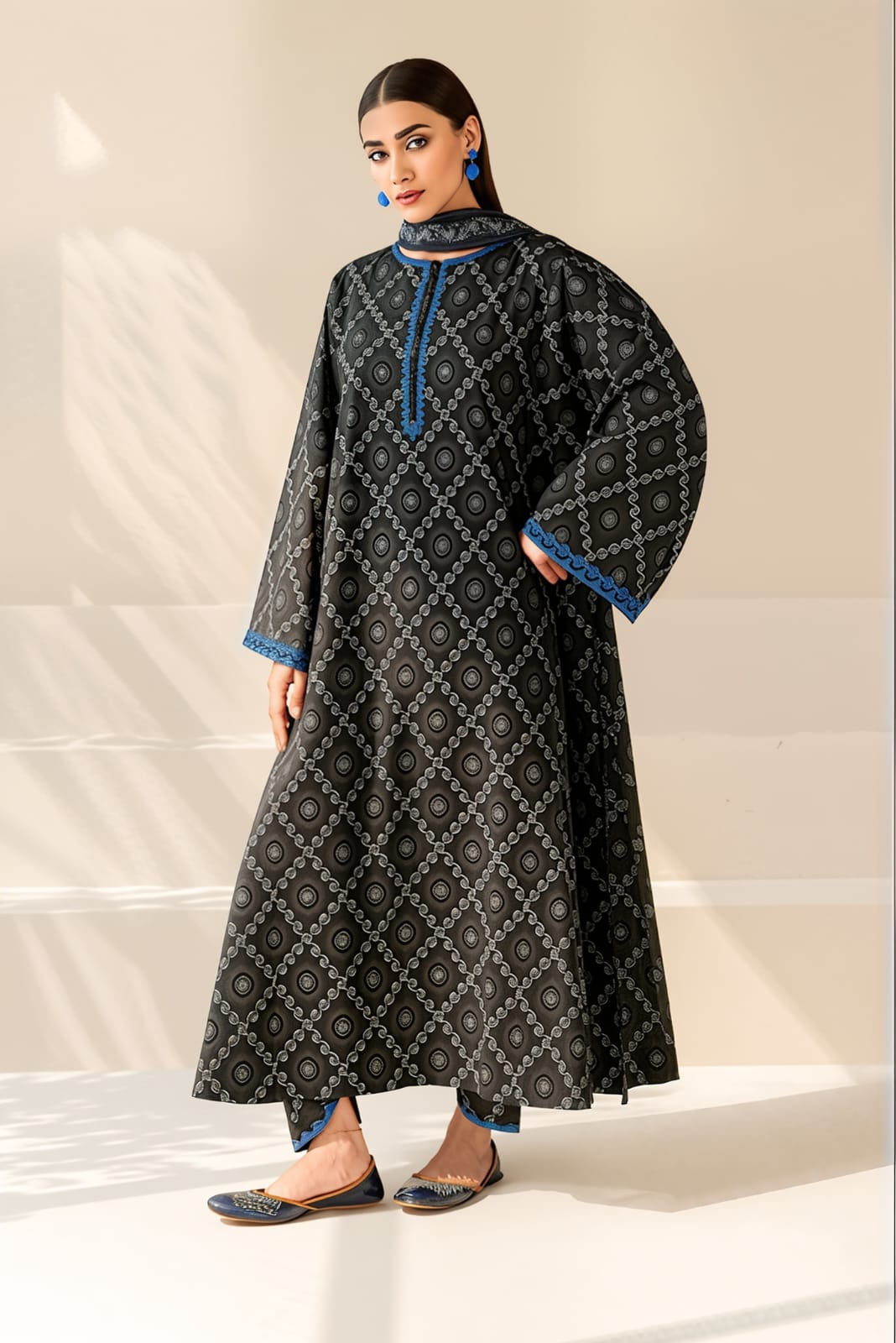 BAROQUE Khaddar All-Over Printed Unstitched 3-Piece